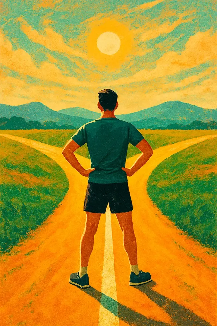 Изображение бегуна, выбирающего путь